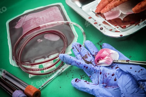 Preview: Unit Of Concentrate Of Red Blood Cells, Hemostatic Kocher Forceps, Transplantation Of Upper Limb In