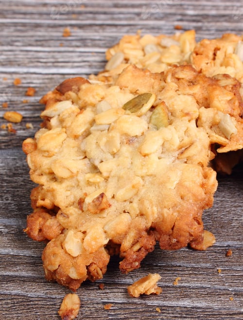 Preview: Homemade Fresh Baked Oatmeal Cookies With Pumpkin And Sunflower On Wooden Background, Concept For