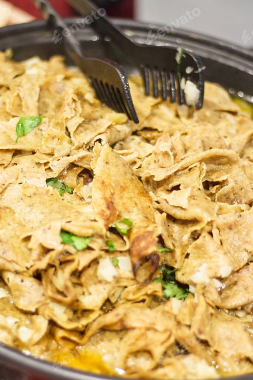 Preview: Fresh Prepared Eating With Chicken And Spices. Oriental Cuisine