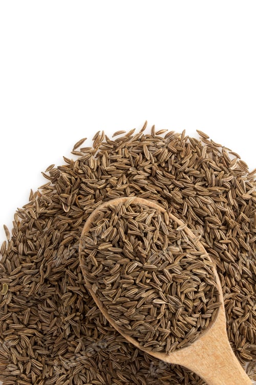 Preview: Cumin Seeds In Spoon Isolated On White Background
