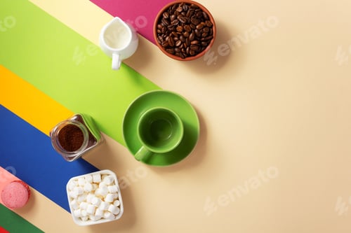 Preview: Empty Coffee Cup At Abstract Paper Background Texture As Minimalism Concept Style