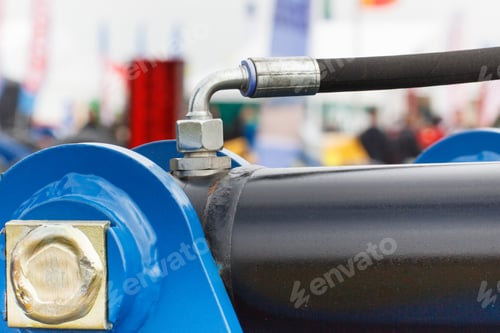 Preview: Detail And Part Of Industrial Hydraulic Or Pneumatic Machinery, Engineering And Technology Concept