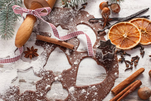 Preview: Dough For Christmas Cookies With Spice And Ingredients For Baking Gingerbread, Green Spruce