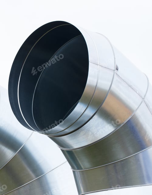 Preview: Steel Air Ducts Pipe For Ventilation Or Conditioning System, Engineering Concept