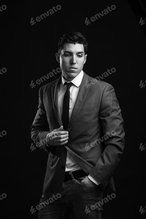 Preview: Man Posing On Gray Background