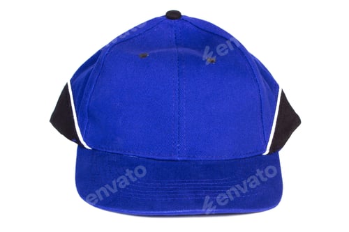 Preview: Closeup Of Blue Baseball Cap Isolated On White Background, Protection From Sun
