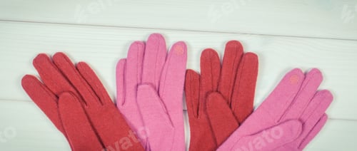 Preview: Vintage Photo, Colorful Woolen Gloves For Woman, Womanly Warm Clothing For Autumn Or Winter