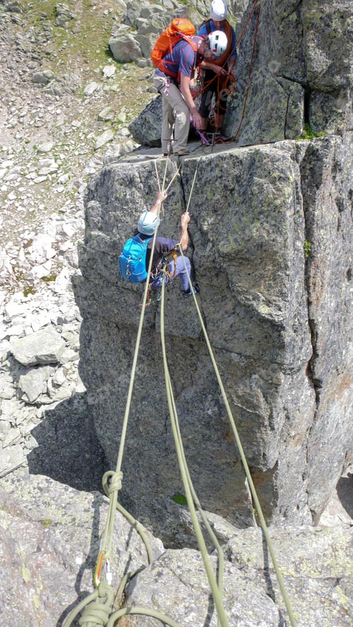 Preview: Rock Climbers Traverse And Climb The Clocher De Planpraz Climbing Route In The French Alps Above