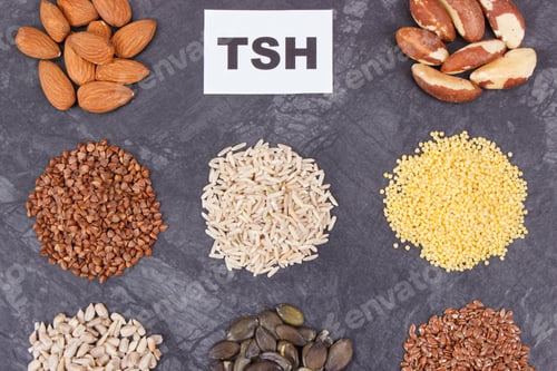 Preview: Products And Ingredients As Best Food For Healthy Thyroid. Natural Eating Containing Vitamins And