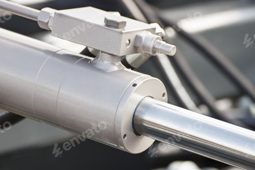 Preview: Piston Or Actuator As Part Of Industrial Hydraulic And Pneumatic Mechanism In Machine. Engineering