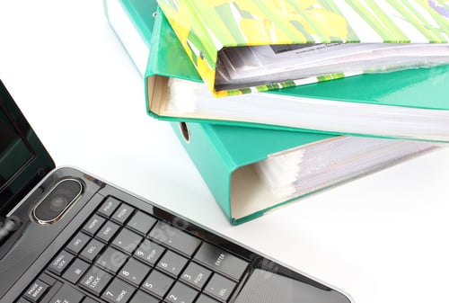 Preview: Laptop With Colored File Folders On White Background