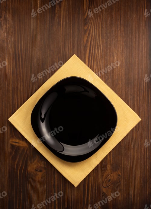 Preview: Empty Plate On Wooden Background