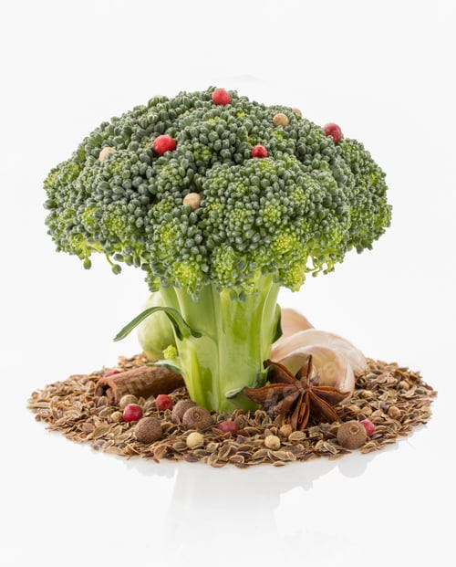 Preview: Broccoli And Spices Isolated On White Background