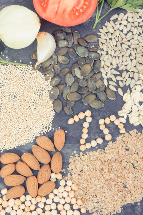 Preview: Nutritious Eating Containing Zinc. Healthy Nutrition As Source Natural Vitamins, Minerals And