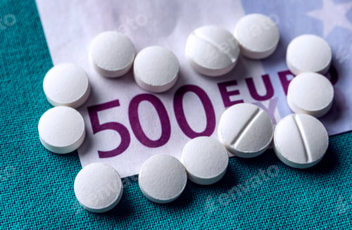 Preview: Some Medications On A Ticket Of Euro, Conceptual Image Copay Health