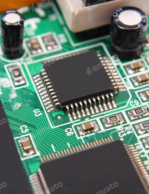 Preview: Printed Circuit Board With Electrical Components, Concept Of Technology