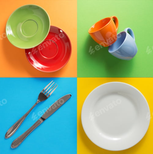 Preview: Kitchenware At Abstract Colorful Background