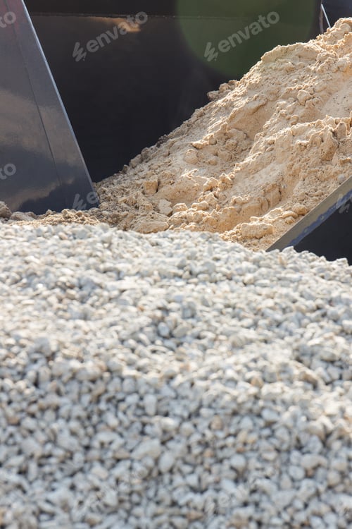 Preview: Shovel Of Excavator Working With Soil Or Sand And Small Stones. Building Different Things Concept