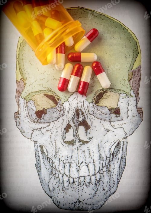 Preview: Capsules On A Skull, Conceptual Image Of Life And Death