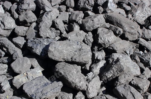Preview: Stack Of Large And Black Coal Lumps Prepared For Winter In Sunny Day