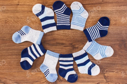 Preview: Blue Socks For Baby Boy, Expecting For Kids And Extending Family Concept