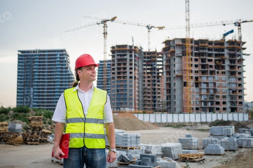 Preview: Engineer On A Construction Site Working On Housing Project