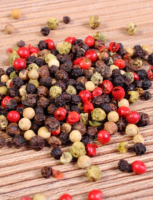Preview: Heap Of Fresh Colored Pepper On Wooden Table, Seasoning For Cooking, Concept For Healthy Nutrition