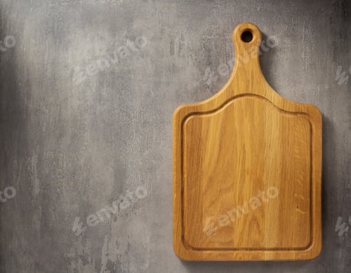 Preview: Cutting Board At Grey Stone Table Background Texture