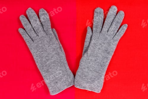 Preview: Womanly Woolen Gloves And Shawl As Clothes For Autumn Or Winter, Concept Of Warm Apparel