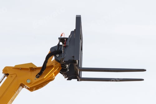 Preview: Part And Detail Of Forklift Loader Or Stacker. Modern Technology In Industry Or Agriculture Concept