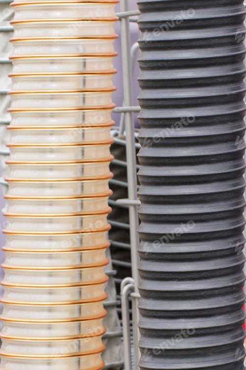Preview: Plastic Corrugated Pipe Using In Industrial Technology, Detail Or Part Of Machinery