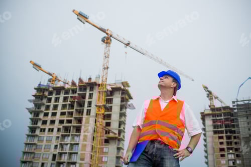 Preview: Construction Supervisor Overseeing High-Rise Building Site