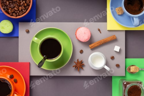 Preview: Coffee Cup At Abstract Background, Paper Surface Texture