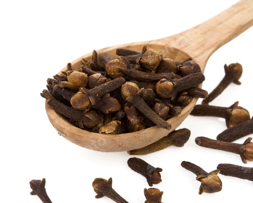 Preview: Clove Spices In Spoon Isolated On White Background