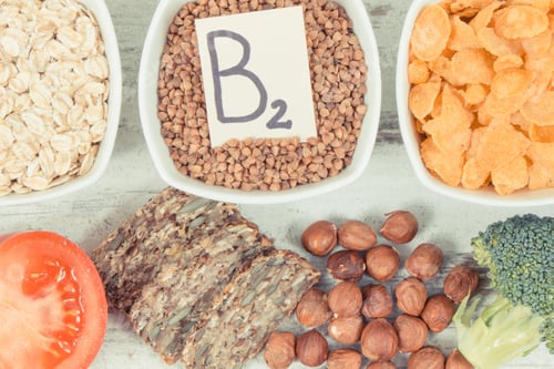 Preview: Vintage Photo, Ingredients Or Products Containing Vitamin B2 And Dietary Fiber, Natural Sources Of