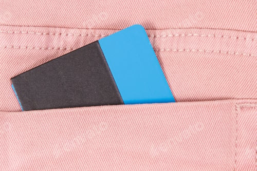 Preview: Credit Card In Back Pants Pocket. Concept Of Cashless Payment