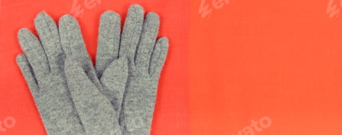 Preview: Womanly Woolen Gloves And Shawl As Clothes For Autumn Or Winter, Concept Of Warm Apparel, Place For