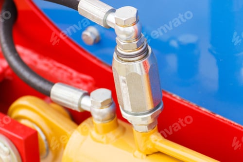 Preview: Detail And Part Of Industrial Hydraulic Or Pneumatic Machinery, Engineering And Technology Concept