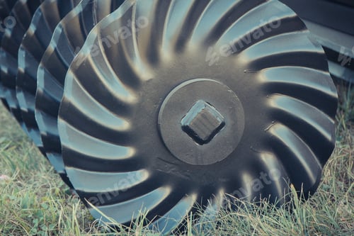 Preview: Part And Detail Of Agricultural Disk Harrow. Modern Technology In Agriculture Concept