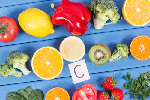 Preview: Fresh Fruits And Vegetables As Sources Vitamin C, Minerals And Dietary Fiber, Healthy Food And