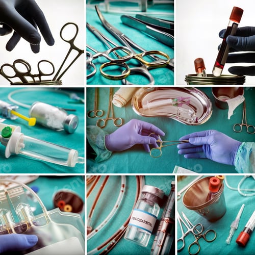 Preview: Collage Of Daily Work In An Operating Room In A Hospital, Conceptual Image