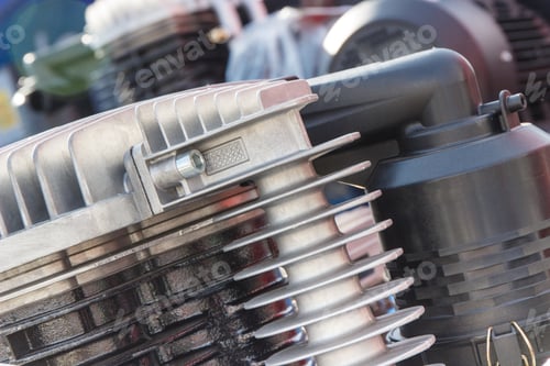Preview: Block Of Engine As Detail And Part Of Motorcycle Or Industrial Machinery