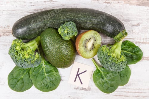 Preview: Fresh Fruits And Vegetables Containing Vitamin K, Dietary Fiber And Minerals, Concept Of Healthy