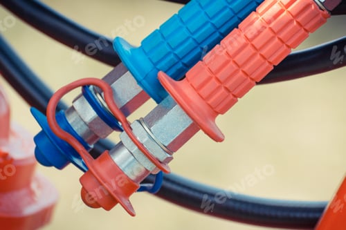 Preview: Detail And Part Of Industrial Hydraulic Or Pneumatic Machinery. Engineering And Technology Concept