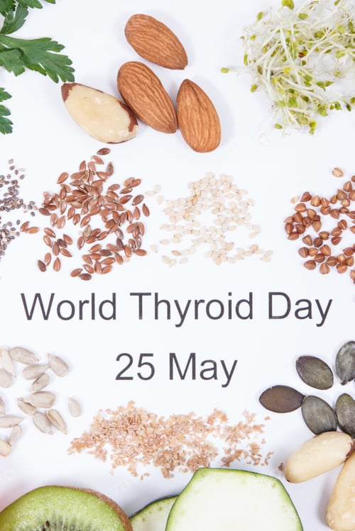 Preview: Inscription World Thyroid Day 25 May And Best Food As Source Natural Minerals And Vitamins For