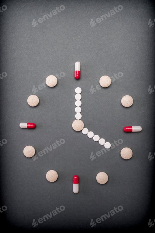 Preview: Clock Formed By Pills Tables, Conceptual Image