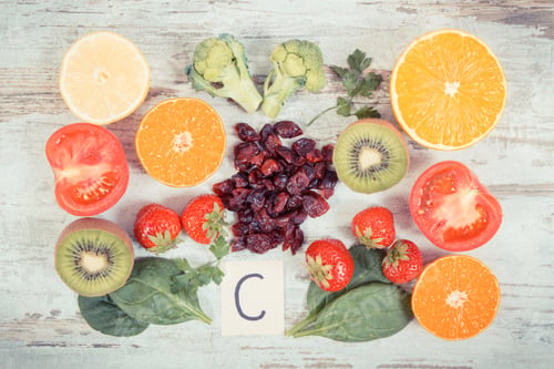 Preview: Vintage Photo, Fruits And Vegetables As Sources Vitamin C, Natural Minerals And Dietary Fiber