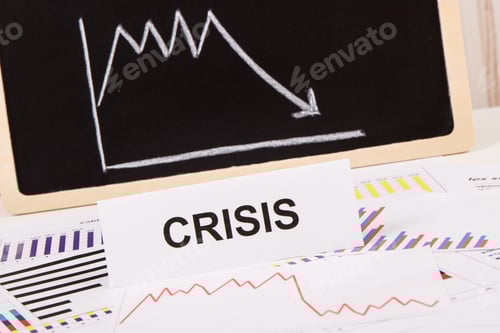 Preview: Inscription Crisis And Downward Graphs Representing Financial Crash Caused By Coronavirus. Risk Of