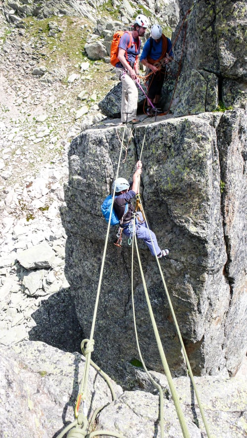 Preview: Rock Climbers Traverse And Climb The Clocher De Planpraz Climbing Route In The French Alps Above