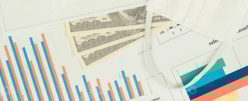 Preview: Currencies Dollar And Downward Graphs Representing Financial Crisis Caused By Covid-19. Risk Of